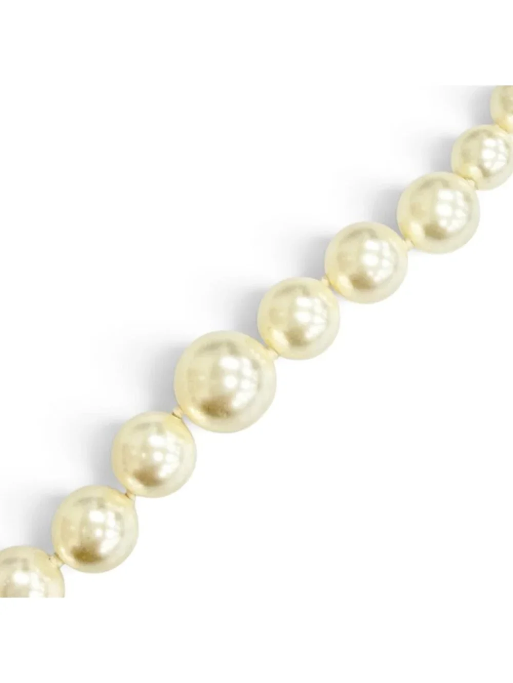 Chanel CC Logo Long Pearl Necklace White Silver